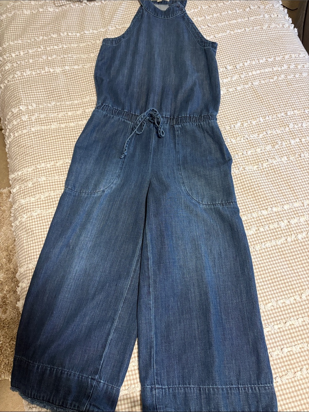 cloth & stone Denim Halter Jumpsuit - Blue Wash
